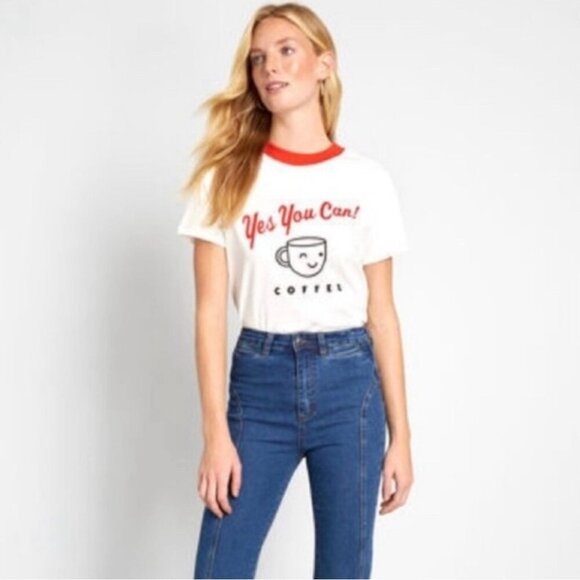 Ban.do Yes You Can! Coffee Retro T-shirt Size Small - Picture 1 of 7